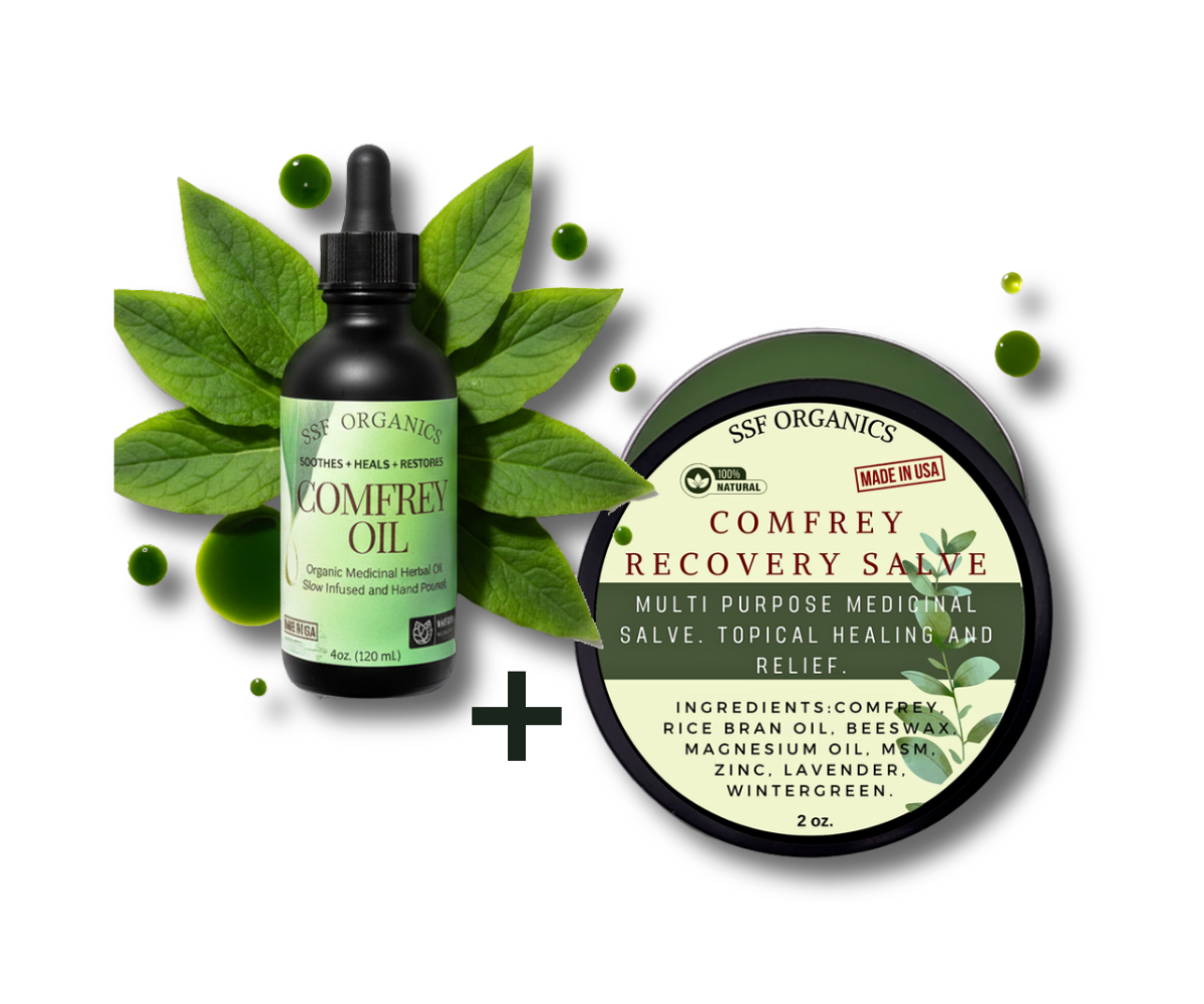 Comfrey Salve + Oil Combo - Heals and Repairs Skin | Soothes and Accelerates Heal Time for Muscles/Joints