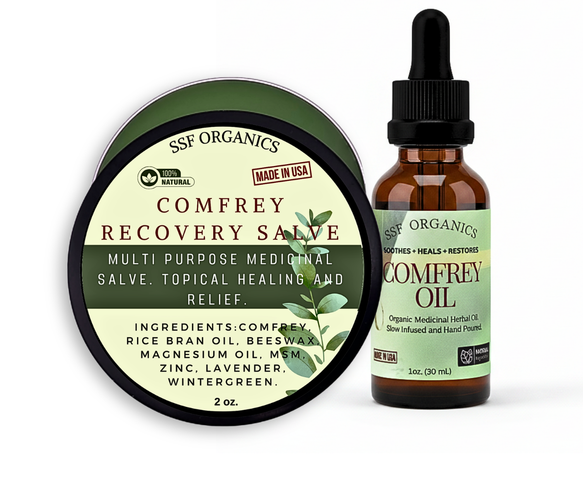 Comfrey Salve + Oil Combo - Soothes and Accelerates Heal Time for Muscles/Skin/Joints