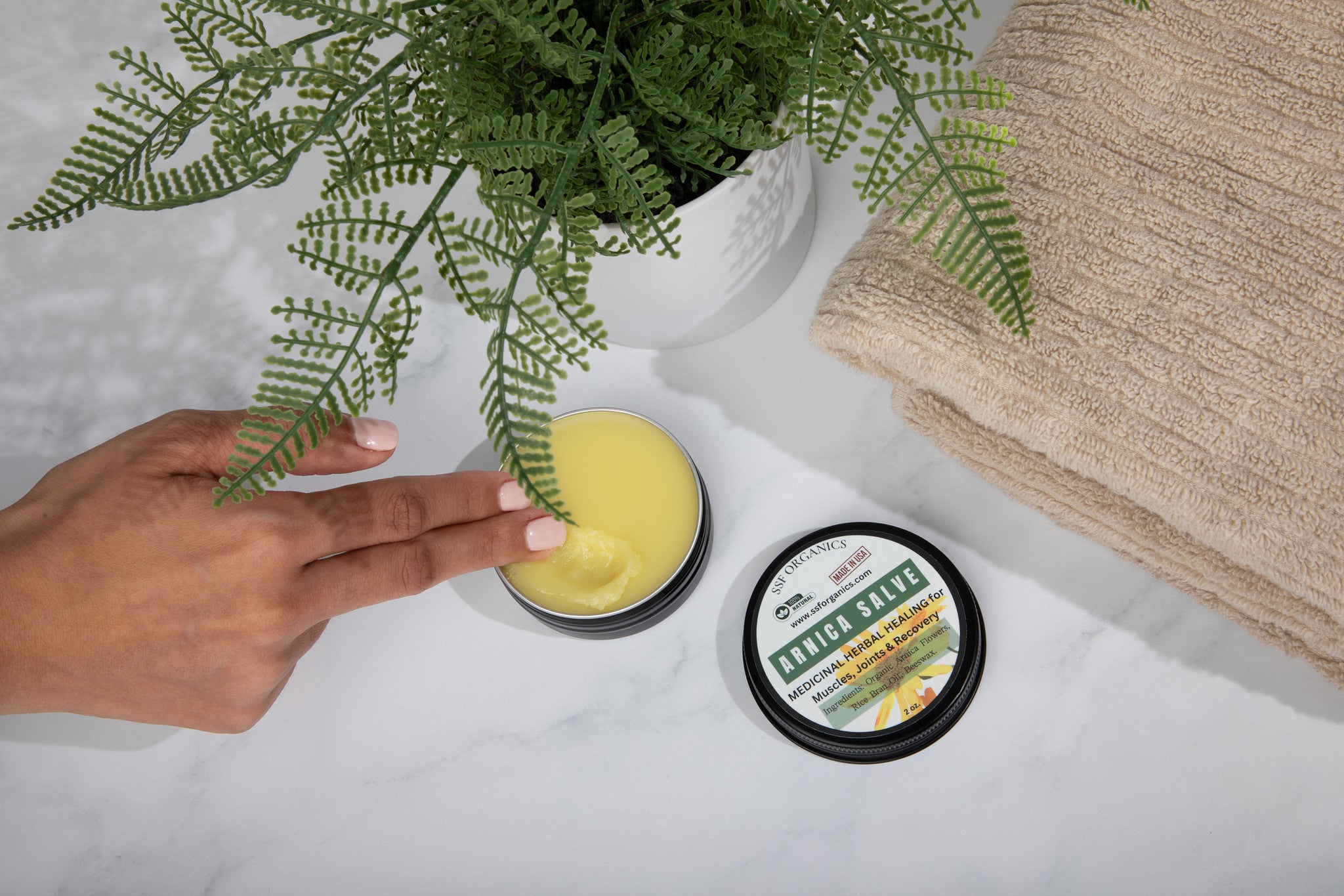 Arnica Salve 2 oz.- Natural Recovery Treatment for Pain Relief, Bruises, Wounds, Scaring, Back and Muscle Soreness.
