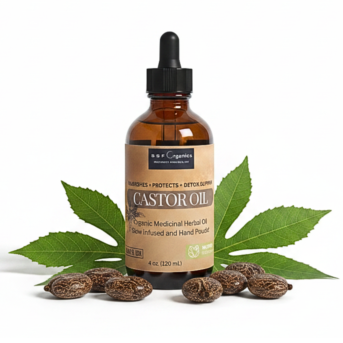 apply a Castor pack over your abdomen, joints or other desired areas using a flannel soaked with our organic oil. Aids in liver detox. Use once a week or as needed for powerful results.
This rich hair and scalp oil doubles as a nourishing eyebrow and lash serum. Brush a small amount nightly onto lashes.