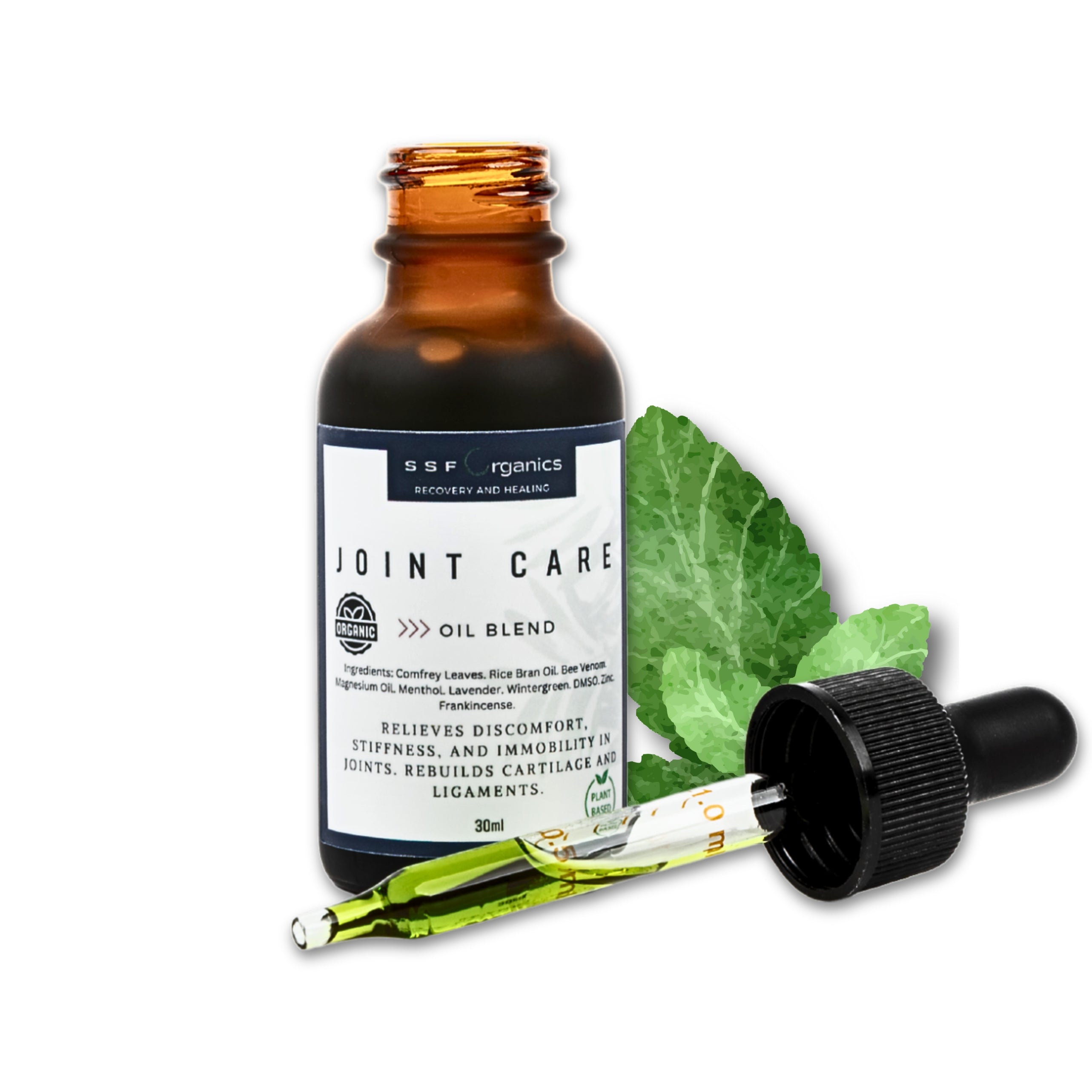 SSF Organics- Joint Pain Oil Blend Concentrate | MSM | Bee Venom | Comfrey | Boswellia | SOOTHE. HEAL. RESTORE.