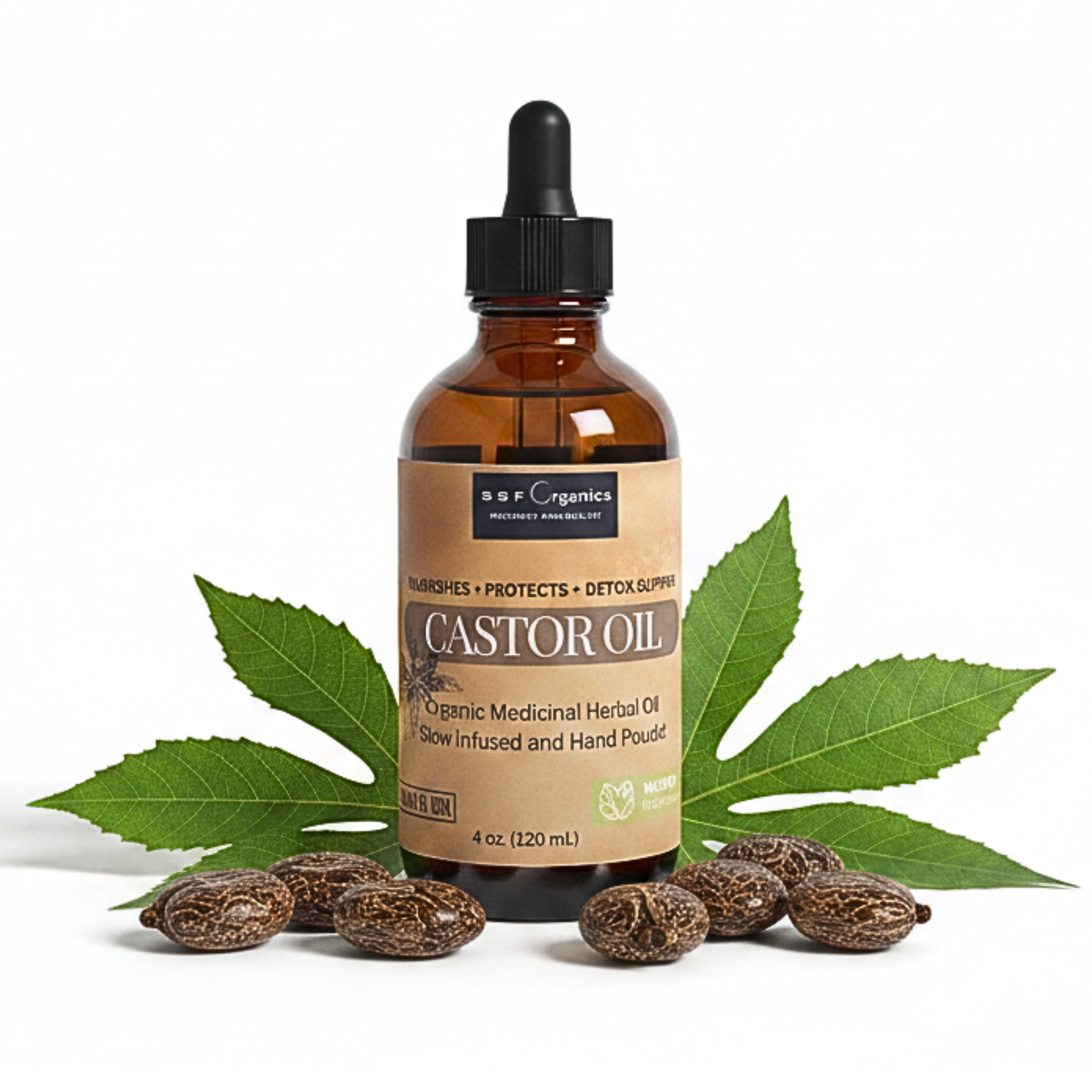 Organic Castor Oil - Glass Bottle - Nourishing Treatment for Hair and Skin - Eyelash Serum for Eyelashes, Brows, Castor Oil Packs - Cold Pressed, Hexane Free, Vegan