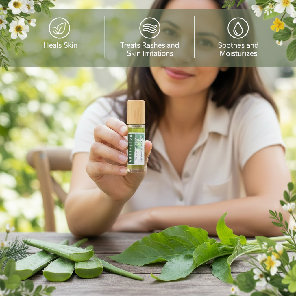 SSF Organics- Anti-Itch Tincture Blend. Fresh Pressed Ingredients- Rollerball- Made With FRESH Pressed Basil, Mint, and Calendula. Soothes and Heals Bites and Rashes!