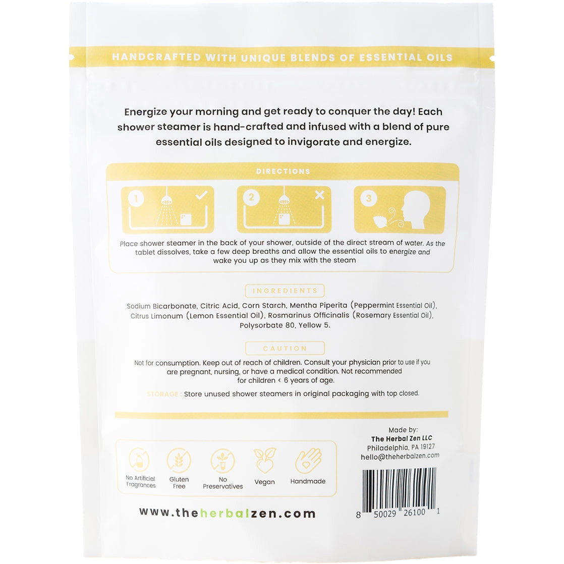 Herbal Zen | MORNING ENERGY 2PK. | Aromatherapy Shower Steamers | Handmade | Soothe. Heal. Restore.