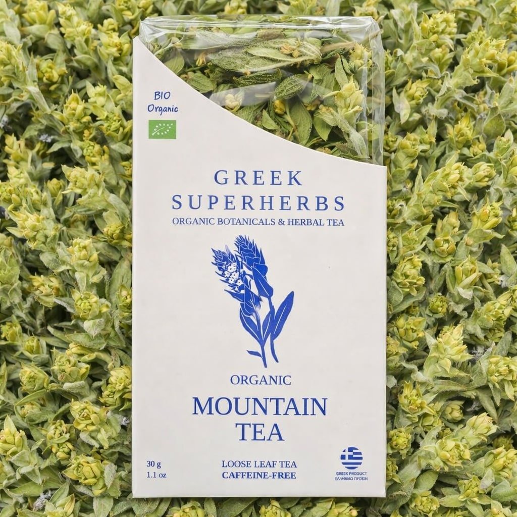 Box of Greek Superherbs Organic Mountain Tea on a bed of green tea leaves. Flavonoids. These account for around 60% of all polyphenols. Examples include quercetin, kaempferol, catechins, and anthocyanins, which are found in foods like apples, onions, dark chocolate, and red cabbage.
Phenolic acids. This group accounts for around 30% of all polyphenols. Examples include ferulic and chlorogenic acids in coffee and cereal grains.
Polyphenolic amides. This category includes capsaicinoids in chili peppers