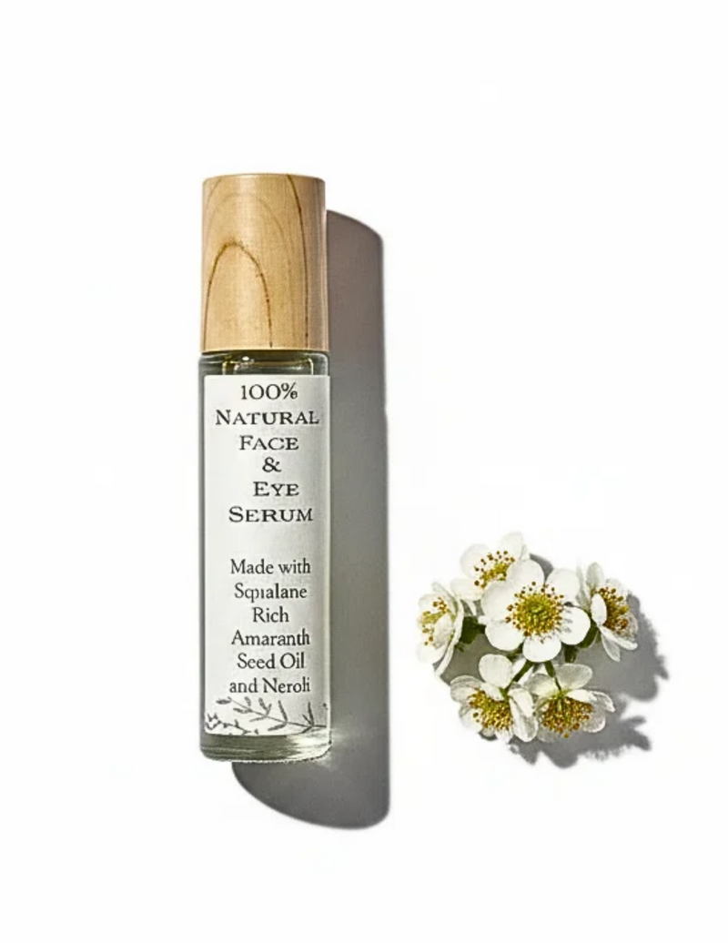 Nourish delicate eye-area skin with SSF Organics Botanical Eye Serum, featuring hyaluronic acid, peptides, vitamins C and E, aloe, and botanical ingredients.