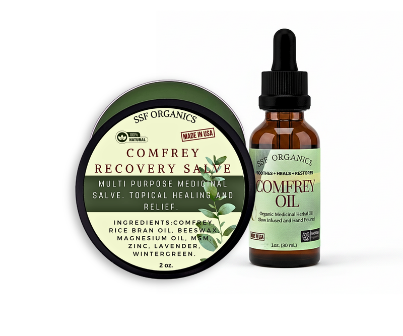 Comfrey Salve + Oil Combo - Soothes and Accelerates Heal Time for  Muscles/Skin/Joints