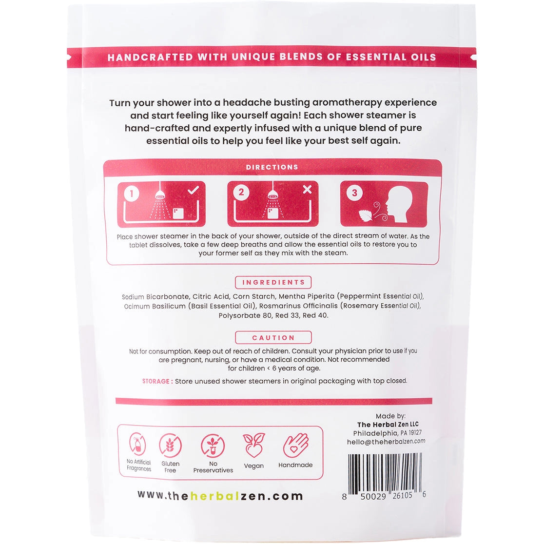 Herbal Zen | HEAD HUG 2PK. | Aromatherapy Shower Steamers | Handmade | Soothe. Heal. Restore.