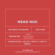 Herbal Zen | HEAD HUG 2PK. | Aromatherapy Shower Steamers | Handmade | Soothe. Heal. Restore.