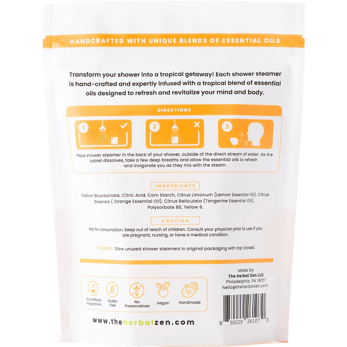 Herbal Zen | TROPICAL REFRESH 2PK. | Aromatherapy Shower Steamers | Handmade | Soothe. Heal. Restore.