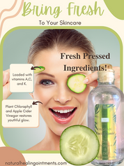 fresh skincare with woman holding cucumber and aloe for facial cleanser