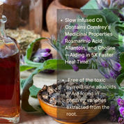 slow infused oil with medicinal herbal properties and essential oils Organic Comfrey Salve - Organic Comfrey  or bone healing and skin muscle and arthritis relief comfrey salve | Penetrex | Joint Pain | Arthritis | Eczema | Psoriasis | Cyst | Infection | antifungal | Sore | Rash | Bite | Sting | Bee Venom |for diffuser