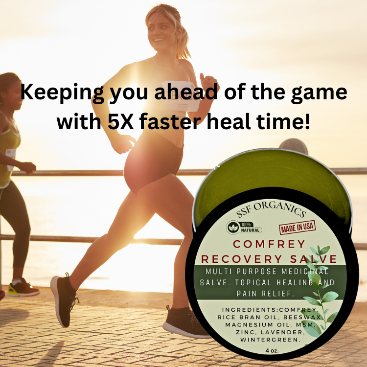 keeping you ahead of the game with 5x faster heal time with menthol and comfrey plant based ingredients Organic Comfrey Salve - Organic Comfrey  or bone healing and skin muscle and arthritis relief comfrey salve | Penetrex | Joint Pain | Arthritis | Eczema | Psoriasis | Cyst | Infection | antifungal | Sore | Rash | Bite | Sting | Bee Venom |