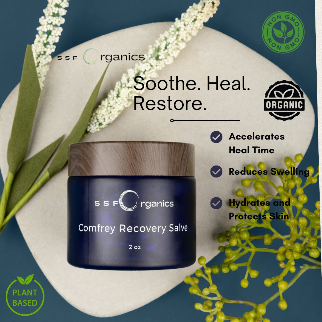 Comfrey Recovery Salve (Glass Jar)- All Purpose- Repairs Skin and Soothes Muscles/Joint Pain