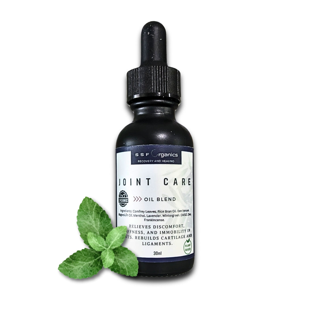 SSF Organics- Joint Pain Oil Blend Concentrate | MSM | Bee Venom | Comfrey | Boswellia | SOOTHE. HEAL. RESTORE.