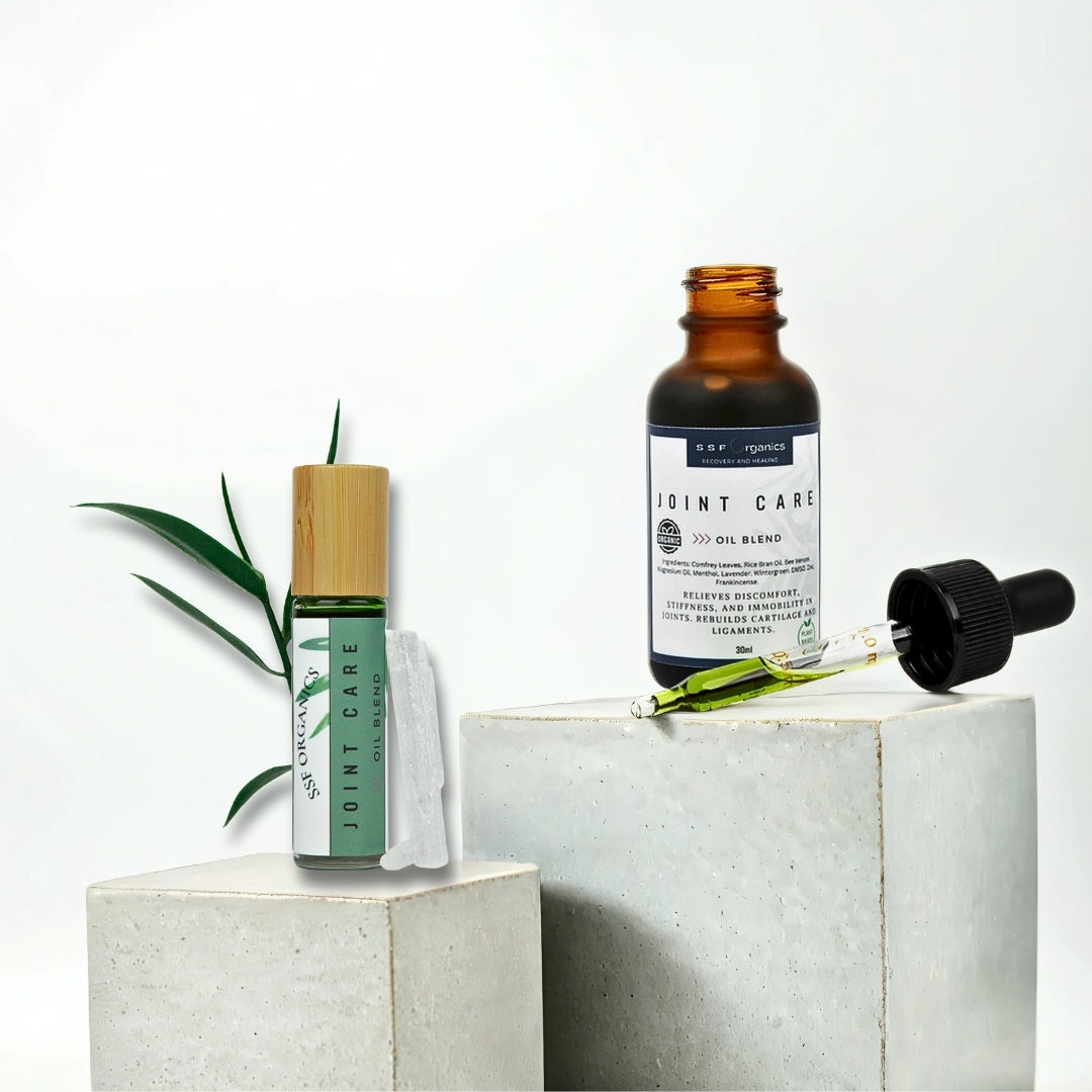 SSF Organics- Joint Pain Oil Blend Concentrate | MSM | Bee Venom | Comfrey | Boswellia | SOOTHE. HEAL. RESTORE.
