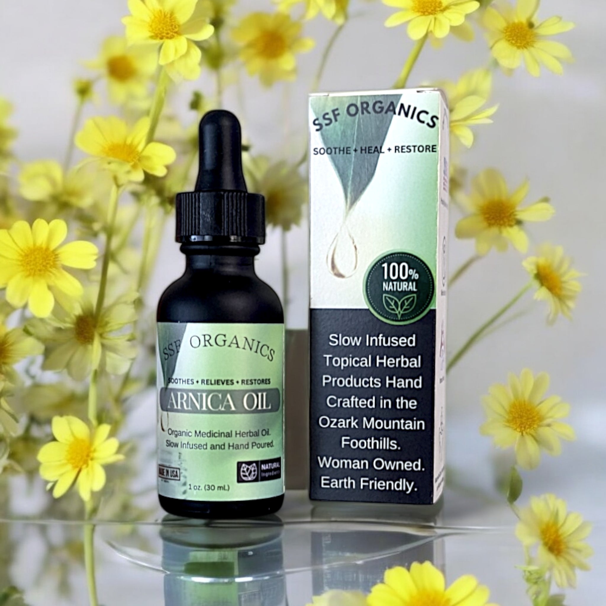 arnica for wound healing and dry skin for massage oil natural herbal remedy and sports recovery medicine