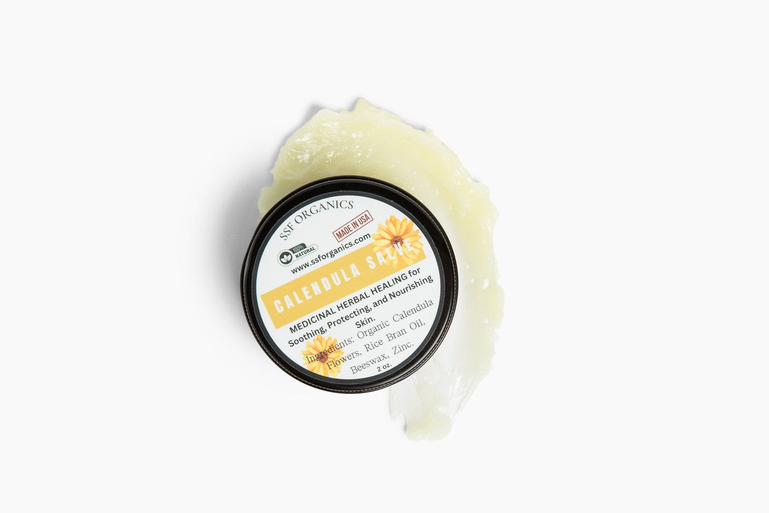SSF Organics- Calendula (Calendula officinalis) Damaged Skin Salve. For  Eczema, Dry Skin, Dermatitis, Rashes, Bug Bites, Cradle Cap, Cracked Skin, and Psoriasis.