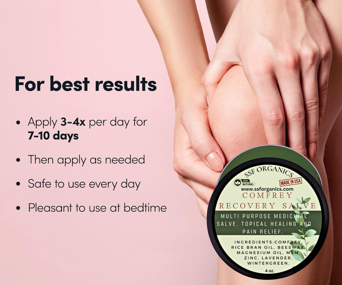 Organic Comfrey Salve - Organic Comfrey  or bone healing and skin muscle and arthritis relief comfrey salve | Penetrex | Joint Pain | Arthritis | Eczema | Psoriasis | Cyst | Infection | antifungal | Sore | Rash | Bite | Sting | Bee Venom |