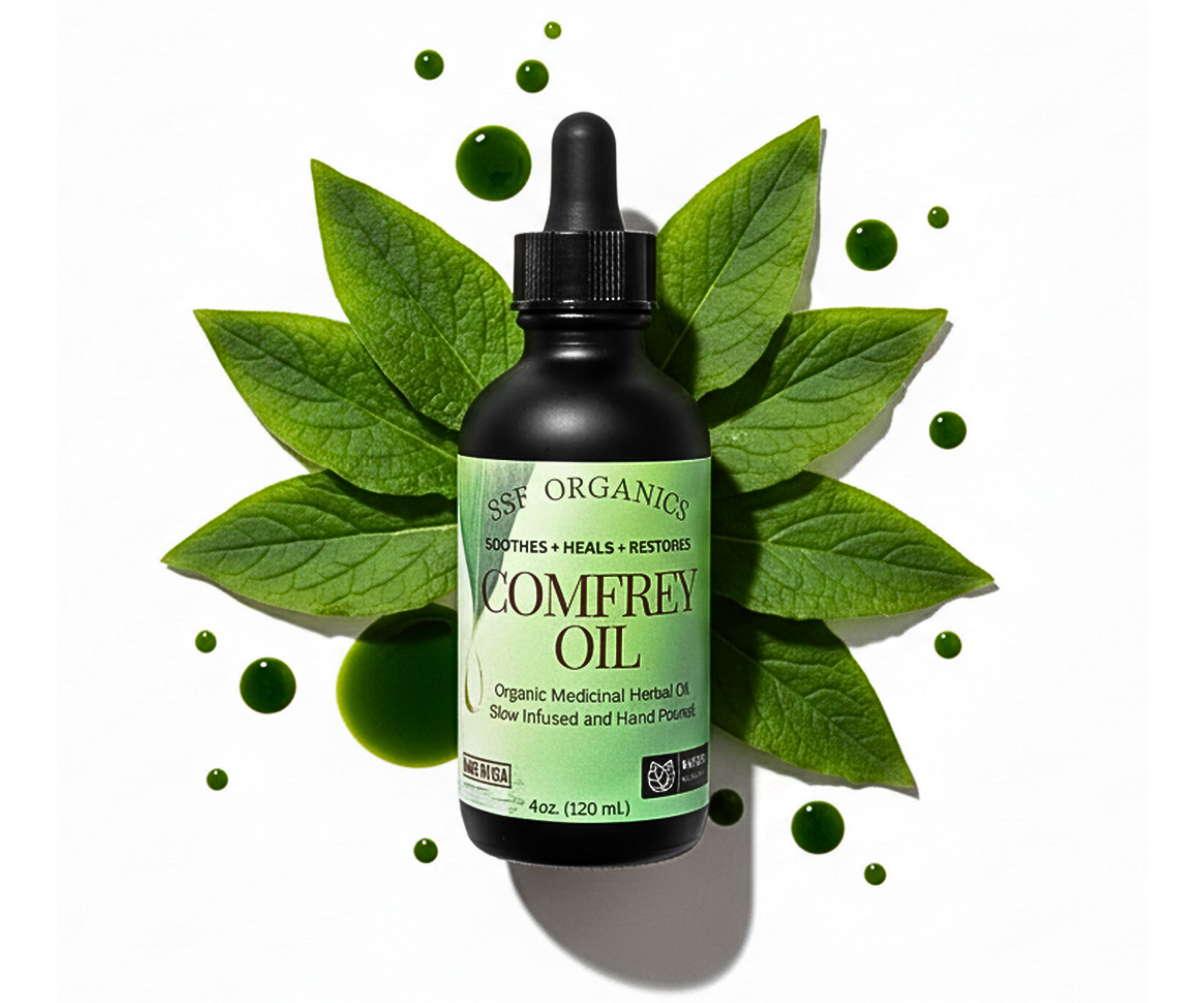 SSF Organics- Concentrated Medicinal Comfrey Oil. Post Back Surgery | Massage | Skin Conditions | Muscle Recovery | 100% Natural and Organic