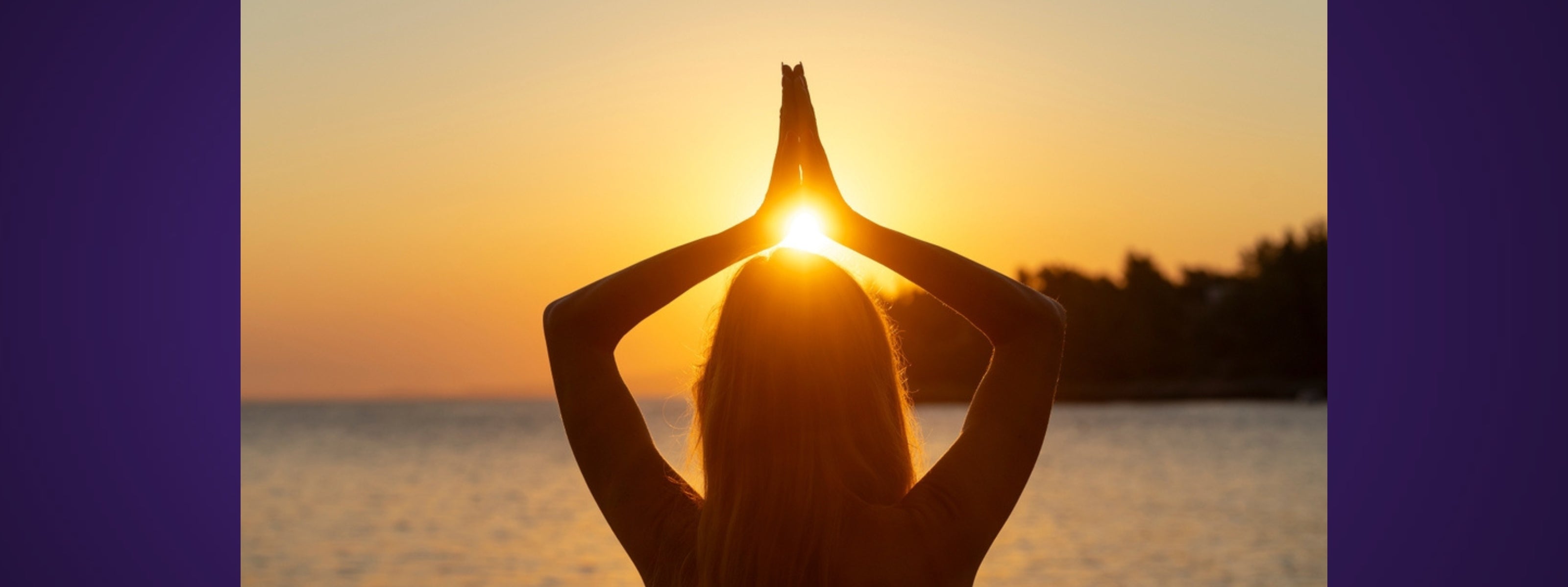 Person meditating with hands in prayer position over sunset at beach. natural healing and topical recovery and relief from arthritis, psoriasis, and eczema. Treats with medicinal herbs like comfrey calendula | arnica | blue tansy | tea tree | bee venom |penetrex and tea for recovery and relief. oras amazing touchy skin for pain and inflammation with swelling and redness.