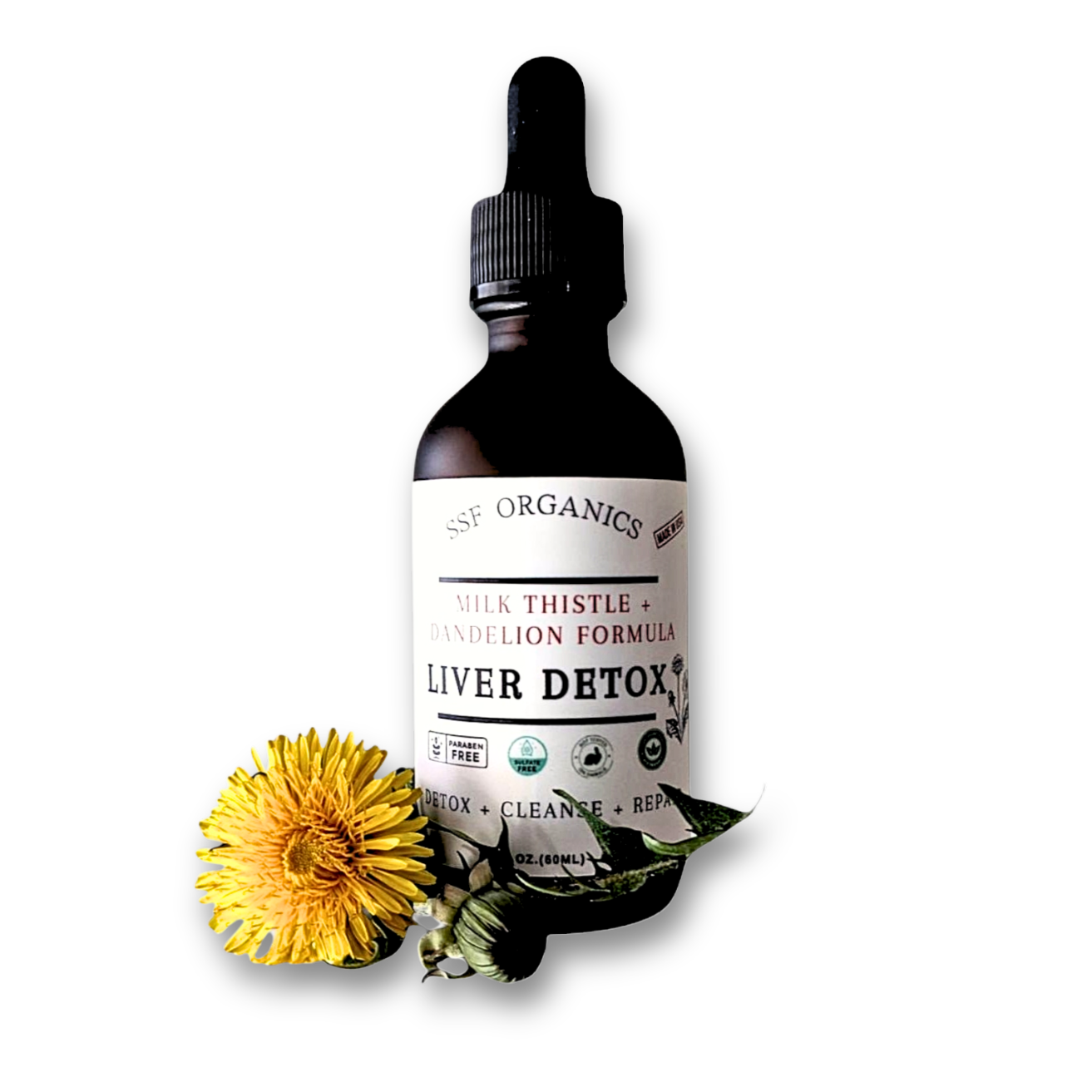 SSF Organics- Liver Tonic | Detox Support | Liquid Tincture with Dandelion, Milk Thistle, Artichoke Leaf, Lemon. Safe and Gentle Daily Formula. Promotes Optimal Liver Function.