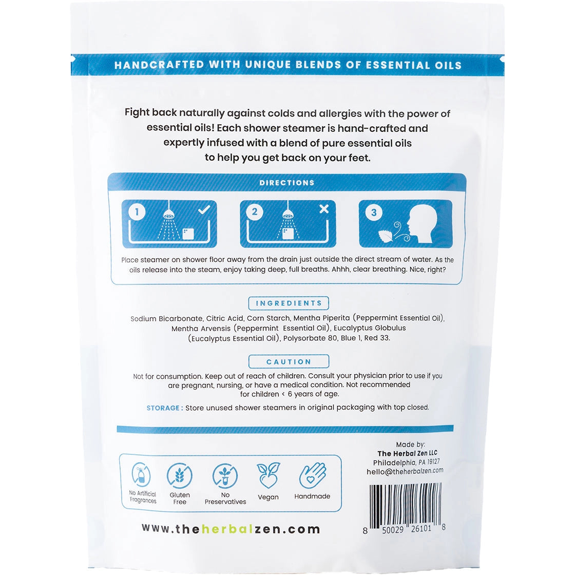 Herbal Zen | COLD KICKER 2PK. | Aromatherapy Shower Steamers | Handmade | Soothe. Heal. Restore.