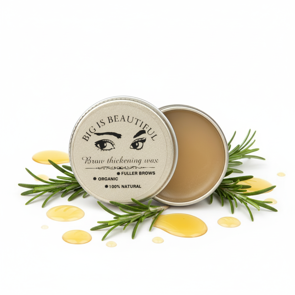 BIG IS BEAUTIFUL! Natural Eyebrow and Eyelash Re-Growth Wax. Organic. Stimulates Hair Growth. Hair Thickening. Made with Orgainc Castor Oil and the Purest Essential Oils.Makes a Great Brow Wax Primer