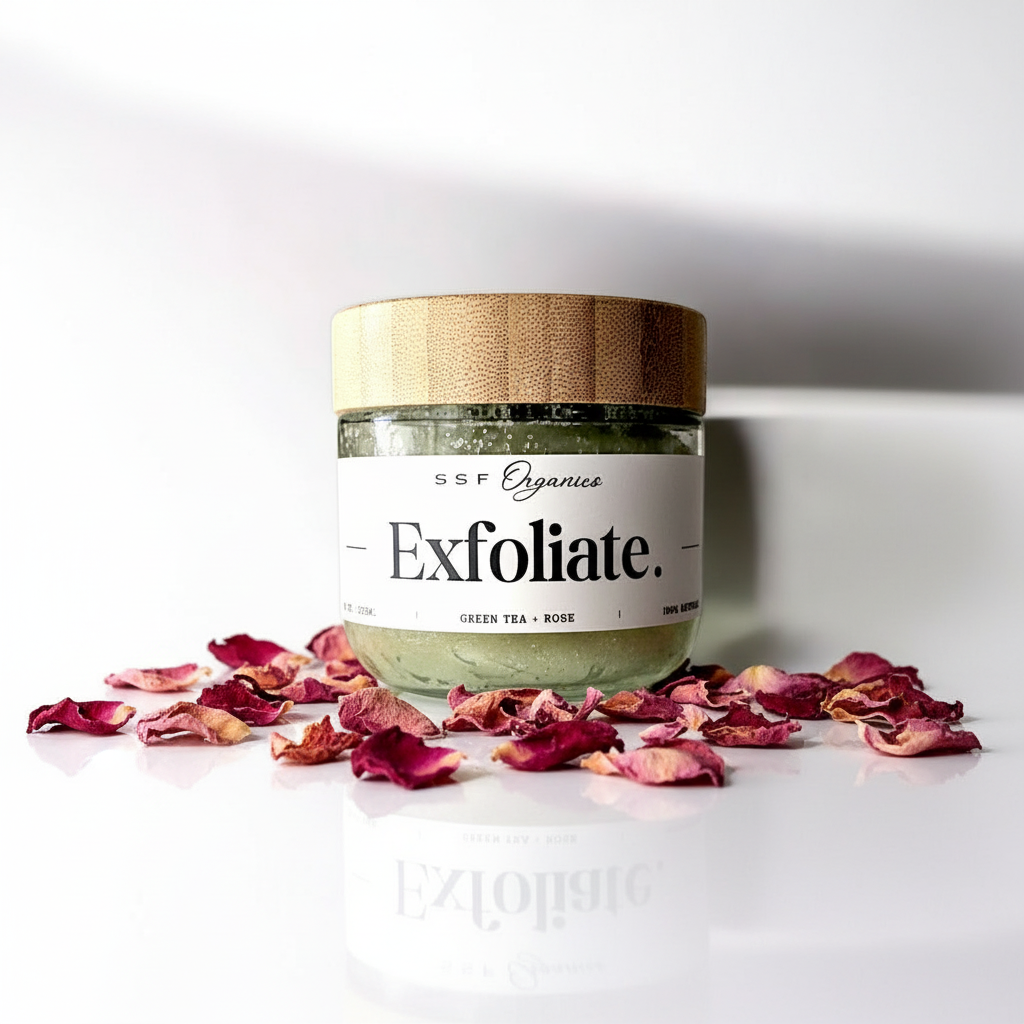 Detoxifying & Exfoliating Body Scrub | Green Tea + Rose | Gentle Body Polish for Soft, Smooth Skin, Made Without Sulfates, 10 oz