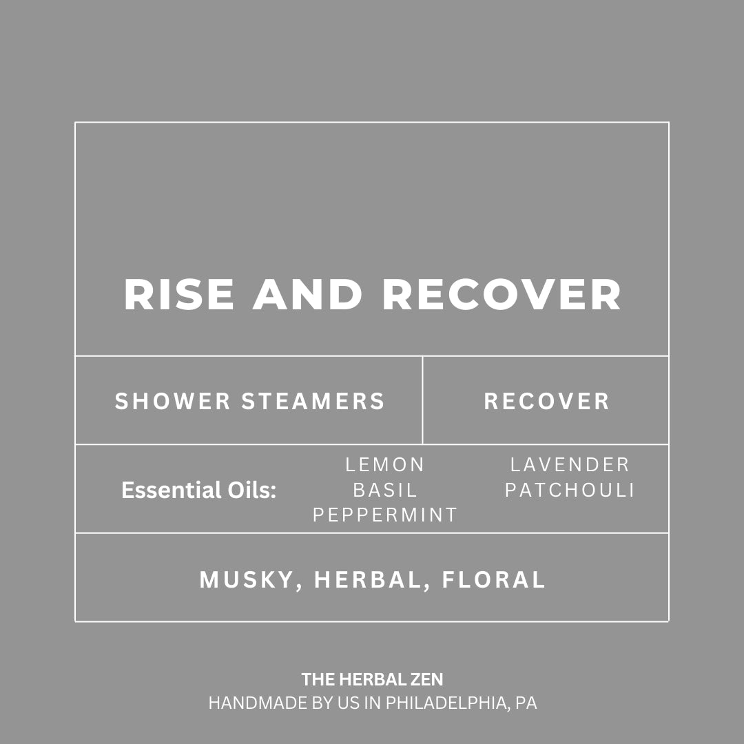 Herbal Zen | RISE AND RECOVER 10pk. | Aromatherapy Shower Steamers | Handmade | Soothe. Heal. Restore.