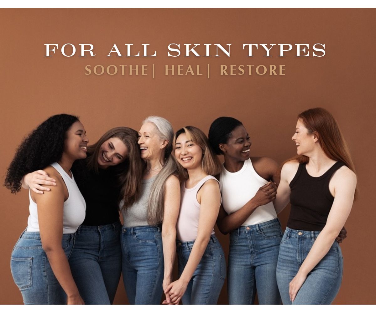 for sensitive skin herbal natural plant based skincare with comfrey, calendula, shea butter, jojoba oil, castor oil packs, liver packs and arnica.
