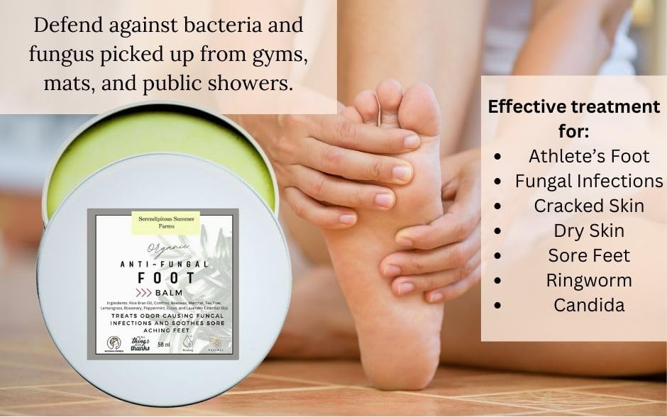 SSF Organics- Soothing Foot Salve. Use for Athletes Foot, Dry cracked Skin, Sore Feet, Burning Feet, Great for Cooling Relief! Made with Therapeutic Oils Like Tea Tree and Clove. 100% Natural!